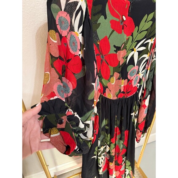 Farm Rio Long-Sleeve V-Neck Floral Maxi Dress M - Picture 7 of 10
